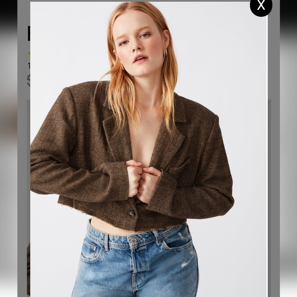 NWT Steve Madden Rupi Cropped Blazer, Brown, Medium - Picture 16 of 16